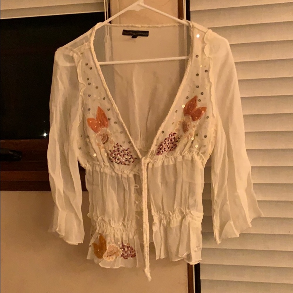 Chilli Couture white, sheer and sequin blouse